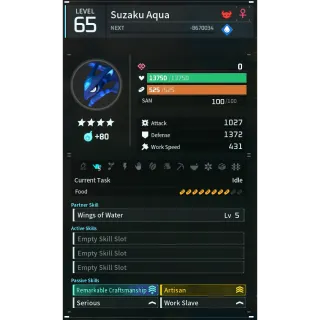 Palworld: suzaku aqua (worker)(god-roll) | Pal World | Pals