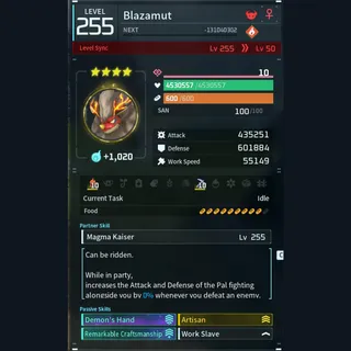 Modded Blazamut god-roll (worker)