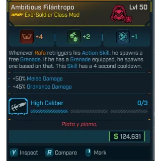 god-roll ambitious filantropo (melee & ordnance dmg) (+4) leveling 50