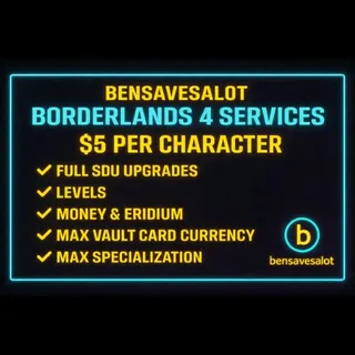 Borderlands 4 | Max Level + Max Eridium & Money Boost & vault card + max spec| $5 Fast Service