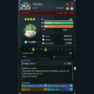 Palworld: Modded Clovee godroll (attacker) pal Pals | Pal World | Pals