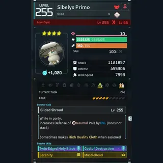 Palworld: Modded Sibelyx godroll (attacker) pal Pals | Pal World | Pals