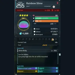 Modded Rainbow Slime god-roll (glider/transport/full-speed mount)