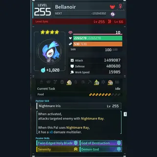 Palworld: Modded Bellanoir godroll (attacker) pal Pals | Pal World | Pals