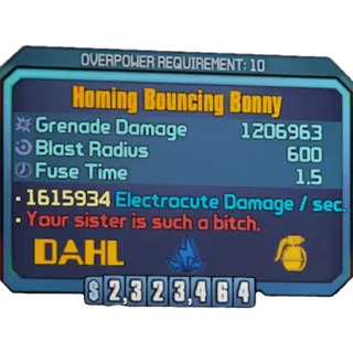 borderlands 2: Bouncing Bonny  (Xbox/PC) (adjustable level) (adjustable element)