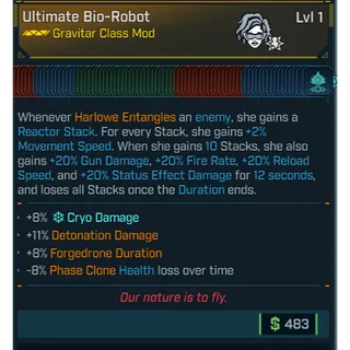 modded level 1 harlowe (every skill god mod) class mod