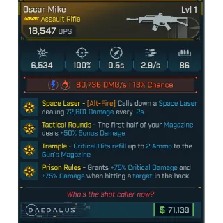 bundled modded level 1 oscar mike (space laser) (shoots lightning)