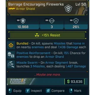 GROLL barrage encouraging firewerks (RAD armor) shield