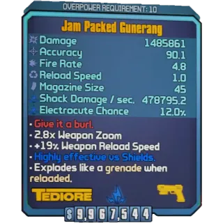 borderlands 2: Gunerang  (Xbox/PC) (adjustable level)  (element adjustable)
