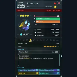 Palworld: Modded Azurmane godroll (attacker) pal Pals | Pal World | Pals