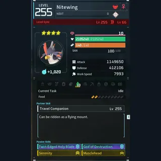 Palworld: Modded Nitewing godroll (attacker) pal Pals | Pal World | Pals