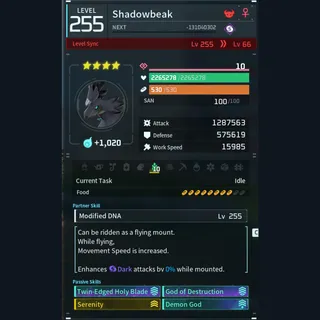 Palworld: Modded Shadowbeak godroll (attacker) pal Pals | Pal World | Pals