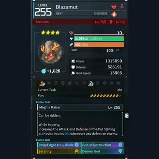 Palworld: Modded Blazamut godroll (attacker) pal Pals | Pal World | Pals