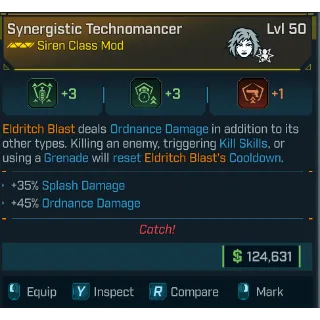 god-roll synergistic technomancer (splash & ordnance dmg) leveling 50