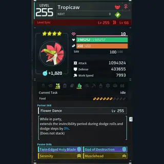 Palworld: Modded Tropicaw godroll (attacker) pal Pals | Pal World | Pals