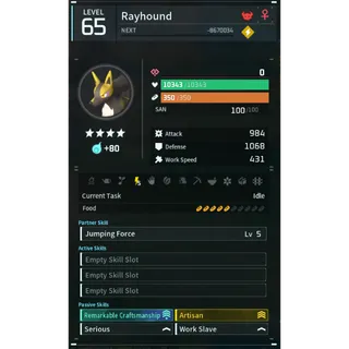 rayhound godroll (worker) pal palworld