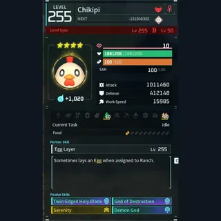 Modded Chikipi god-roll (attacker)