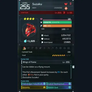 Palworld: Modded Suzaku godroll (attacker) pal Pals | Pal World | Pals
