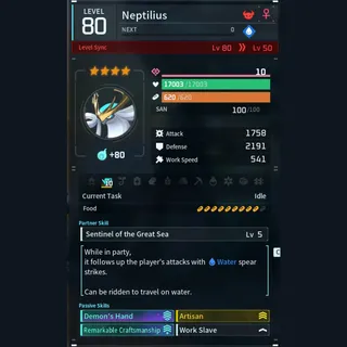 Max Legit Neptilius god-roll (worker)