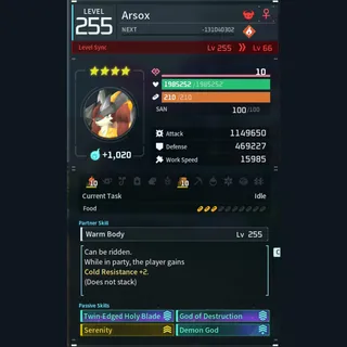 Palworld: Modded Arsox godroll (attacker) pal Pals | Pal World | Pals