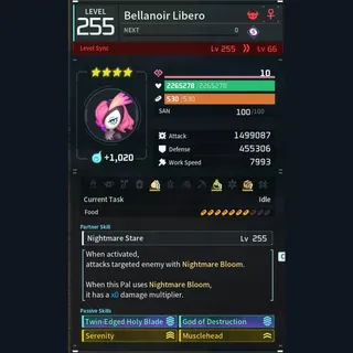 Palworld: Modded Bellanoir godroll (attacker) pal Pals | Pal World | Pals