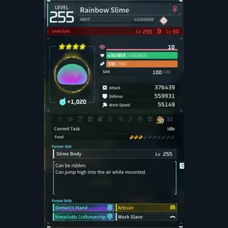 Modded Rainbow Slime god-roll (worker)