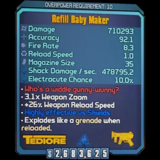 borderlands 2: Baby Maker (Xbox/PC) (adjustable level) (adjustable element)