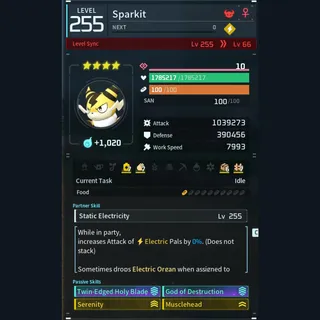 Palworld: Modded Sparkit godroll (attacker) pal Pals | Pal World | Pals
