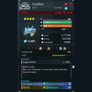 Palworld: Modded Cryolinx godroll (attacker) pal Pals | Pal World | Pals