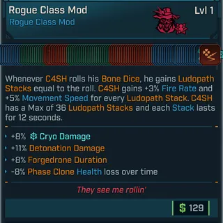 modded level 1 C4SH (every skill god mod) class mod (bensavesalot original) optomized (unshaken and side kicked removed)