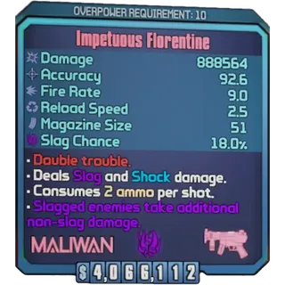 borderlands 2: Florentine   (Xbox/PC) (adjustable level) 
