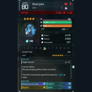 Max Legit Starryon god-roll (glider/transport/full-speed mount)