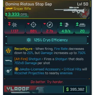 god-roll domino riotous stop gap (cryo)