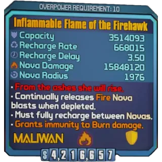 Borderlands 2 : Flame of the Firehawk any level or OP LEVEL 1-10 (XBOX/PC)