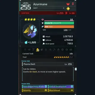 Palworld: Modded Azurmane godroll (attacker) pal Pals | Pal World | Pals