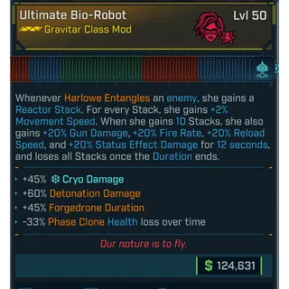 borderlands 4 modded class mod (harlowe) all skills (adjustable level)