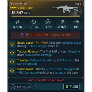 bundled modded level 1 oscar mike (space laser) (shoots lightning)