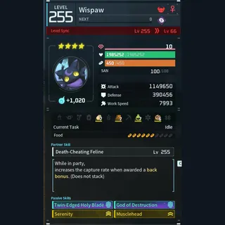 Palworld: Modded Wispaw godroll (attacker) pal Pals | Pal World | Pals