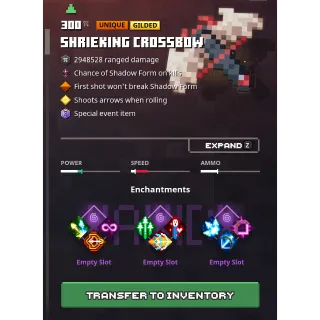 Minecraft Dungeons:  shrieking crossbow