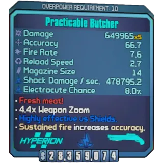 borderlands 2: Butcher (Xbox/PC) (adjustable level) (adjustable element)