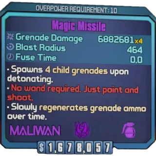 borderlands 2: Magic missile (Xbox/PC) (adjustable level) (adjustable element)