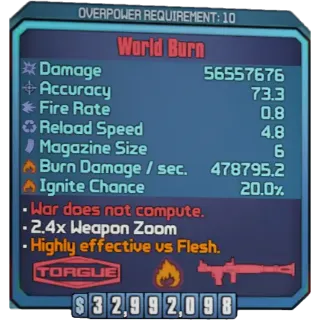 borderlands 2:  World Burn (Xbox/PC) (adjustable level) 