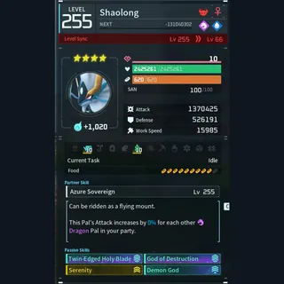 Palworld: Modded Shaolong godroll (attacker) pal Pals | Pal World | Pals