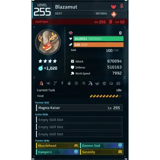 blazamut  godroll (attacker) pal palworld