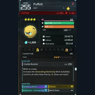Palworld: Modded Puffolt godroll (worker) pal Pals | Pal World | Pals