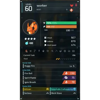 foxsparks (worker)(god-roll) Palworld