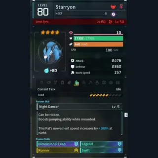 Max Legit Starryon god-roll (glider/transport/full-speed mount)
