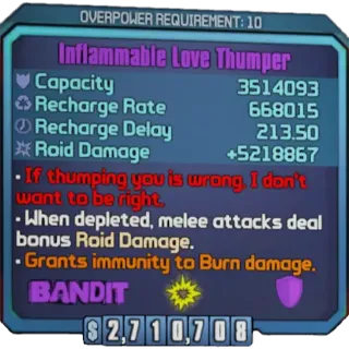 Borderlands 2 : Love Thumper any level or OP LEVEL 1-10 (XBOX/PC)
