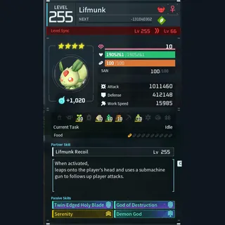 Palworld: Modded Lifmunk godroll (attacker) pal Pals | Pal World | Pals