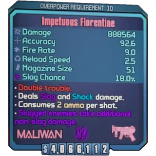 borderlands 2: Florentine   (Xbox/PC) (adjustable level) 